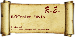 Rössler Edvin névjegykártya